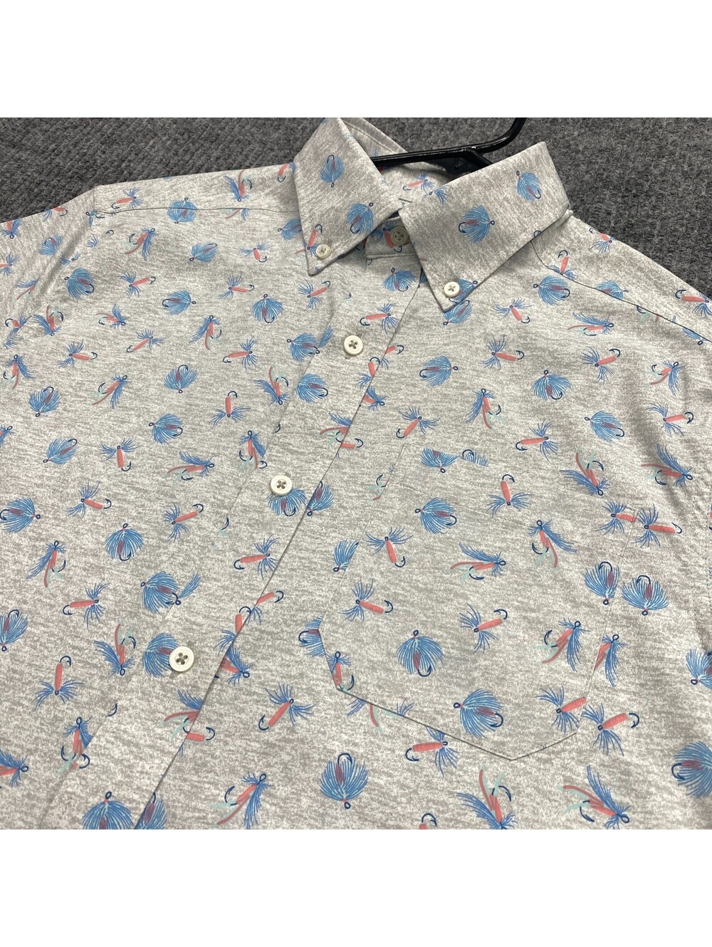 Southern Tide Performance Button Down Shirt Mens S Gray Fishing Bait Geometric - Picture 1 of 9